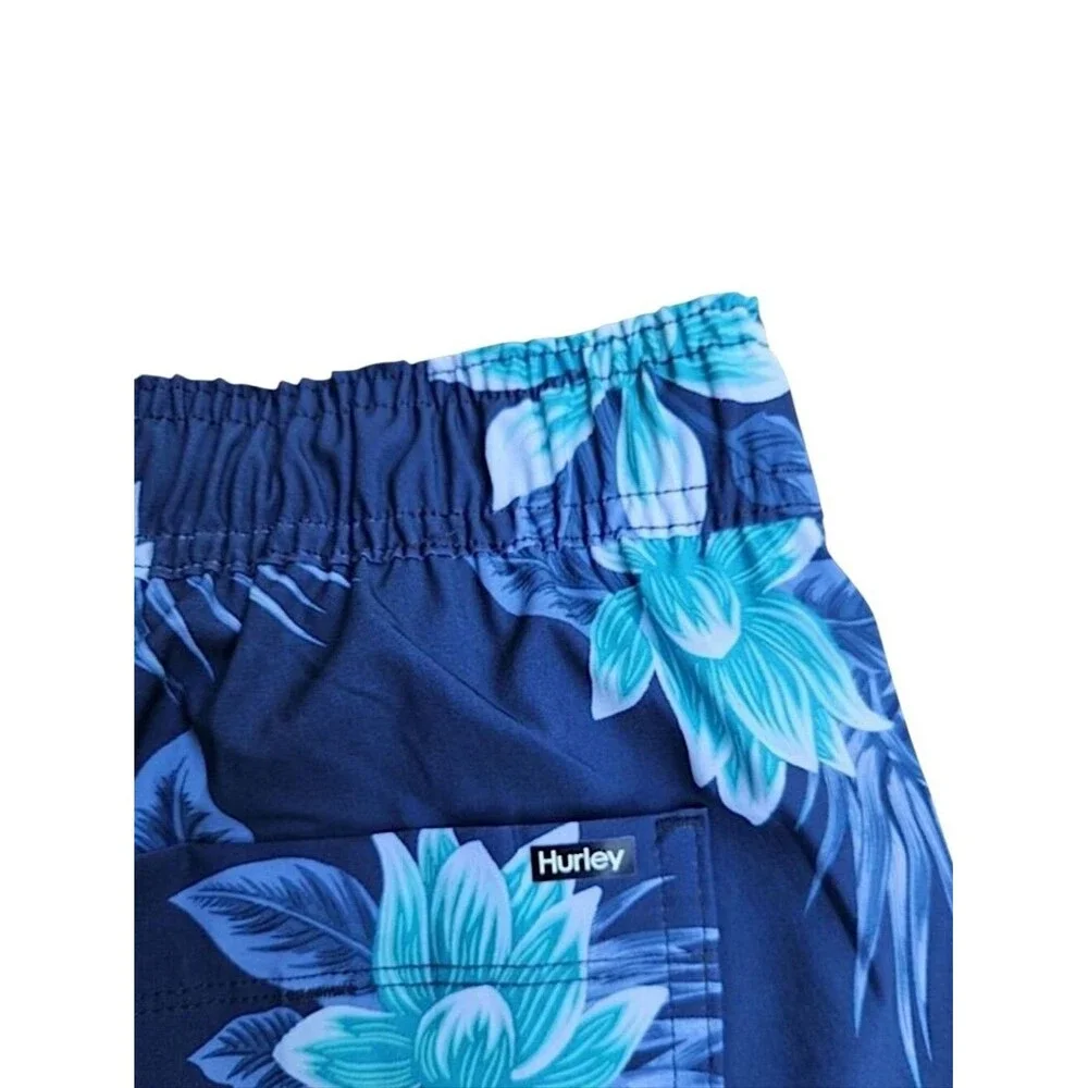 Hurley Men's Navy Hawaiian Swim Trunks Lined Shorts Size Small Tropical Summer - Picture 7 of 11